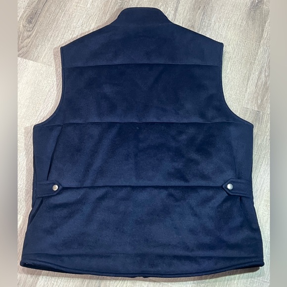 Peter Millar Large Wool Cashmere Blend Lux Insulated Dress Vest Leather Detail - Picture 11 of 11